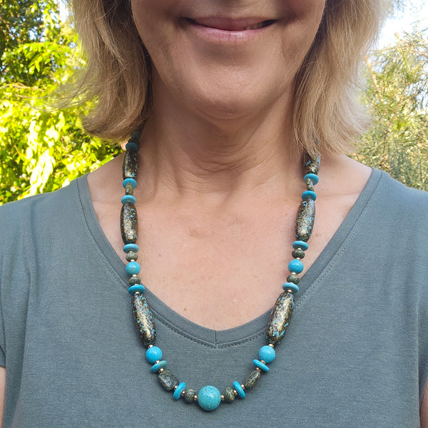 Speckled Turquoise and Green Necklace