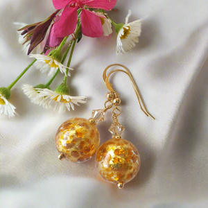 Topaz Gold Murano Glass Earrings