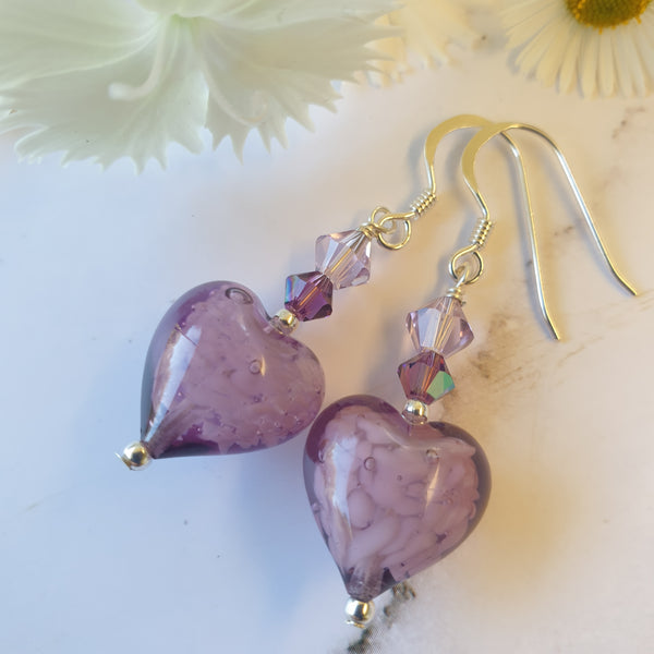 Murano Glass "Cloud" Heart Earrings