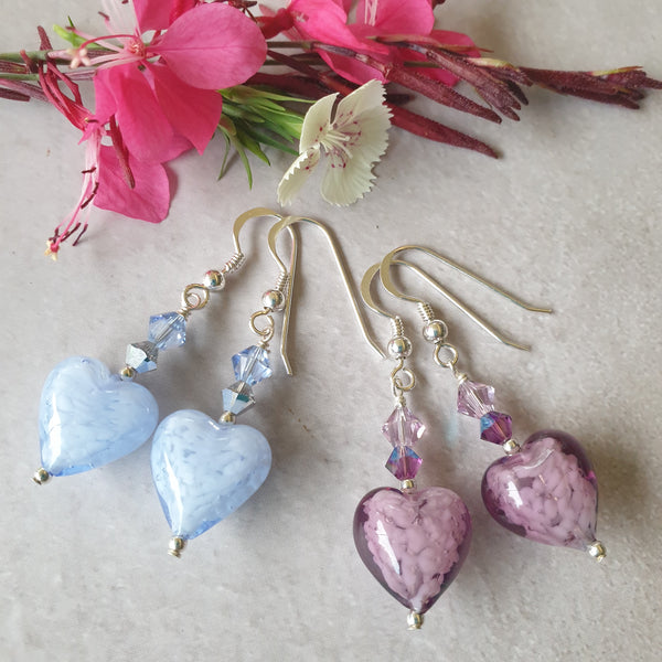 Murano Glass "Cloud" Heart Earrings