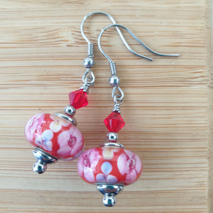 Rondelle Lampwork Earrings short length