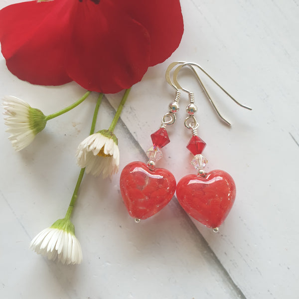 Murano Glass "Cloud" Heart Earrings