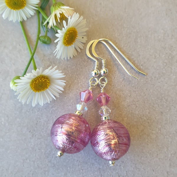 Silver Foil Murano Glass Earrings