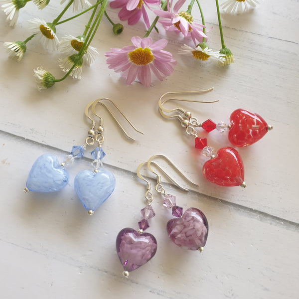 Murano Glass "Cloud" Heart Earrings