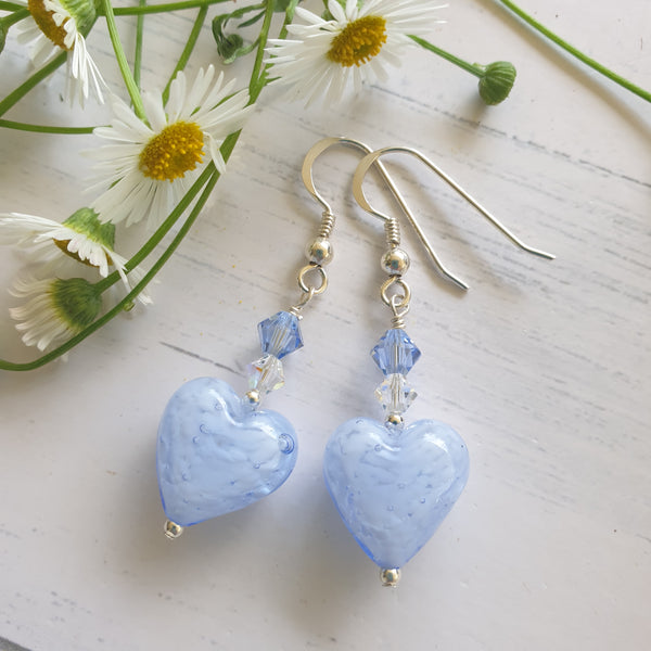 Murano Glass "Cloud" Heart Earrings