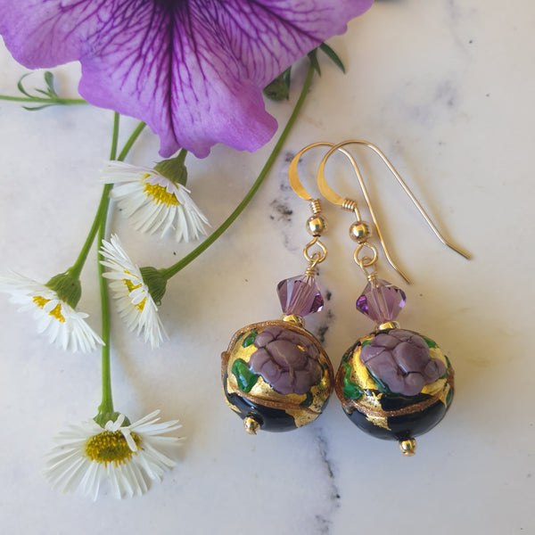 Peony Glass Earrings