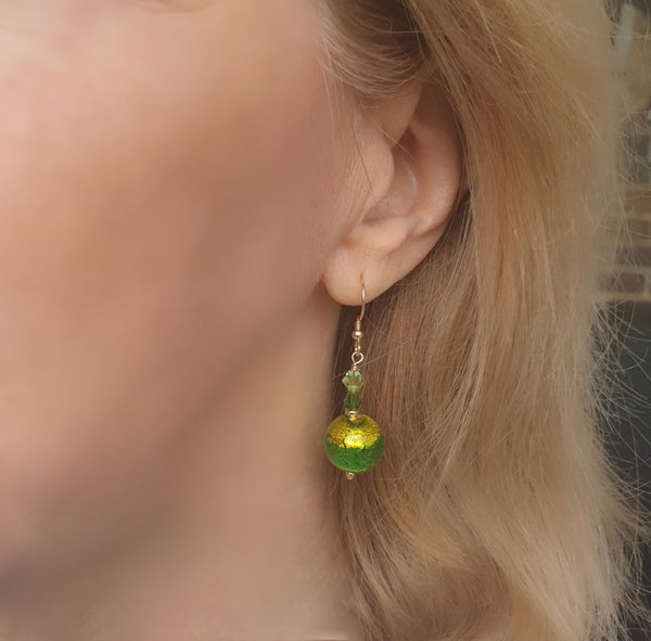 Exposed Gold Murano Glass earrings - 12mm